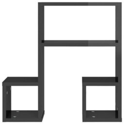 Berkfield Wall Shelf 2 Pcs High Gloss Grey 50X15X50 Cm Engineered Wood - thumbnail 5