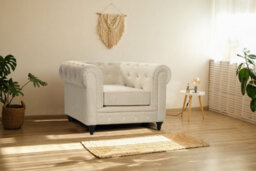 Bravich Chesterfield Armchair - Velvet Cream - thumbnail 5