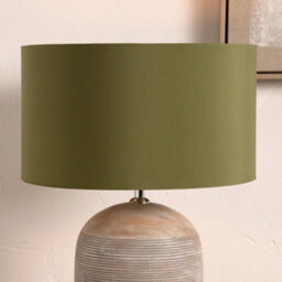 Pacific Lifestyle 30Cm Sage Poly Cotton Cylinder Table Lamp Shade Green Drum Lampshade - thumbnail 4