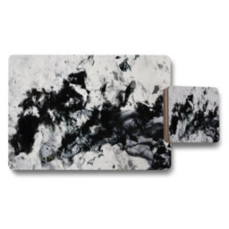 Benjamin Tate Design Abstract Black And White Marble Placemat And Coaster Set