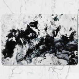 Benjamin Tate Design Abstract Black And White Marble Placemat And Coaster Set - thumbnail 2