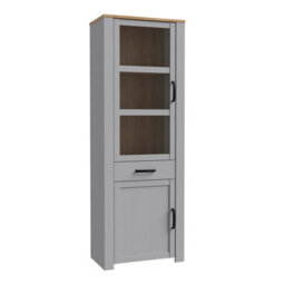Furniture To Go Bohol Narrow Display Cabinet In Riviera Oak/grey Oak - thumbnail 1