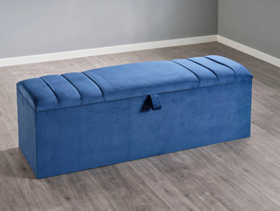 Divan Base Direct Titania Ottoman Storage Box 4Ft6 Double - Plush Velvet Marine - image 1