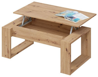 Amos Mann Furniture Aspen Oak Effect Coffee Table With Lift Up Storage - image 1