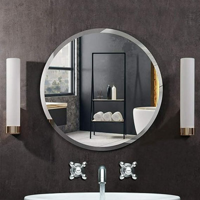 Biznest Frameless Wall Mounted Mirror Home Decor Modern Frame Less Wall Mirror (60X60Cm Round) - image 1
