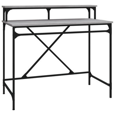 Berkfield Industrial Desk Grey Sonoma 100X50X90 Cm Engineered Wood And Iron