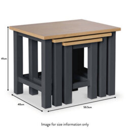 Farro Charcoal Nest Of 3 Tables - Painted With Oak Top - Fully Assembled By Roseland Furniture - thumbnail 5