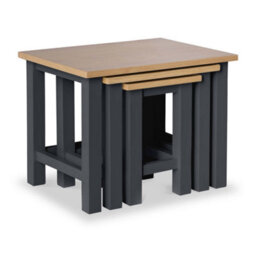 Farro Charcoal Nest Of 3 Tables - Painted With Oak Top - Fully Assembled By Roseland Furniture