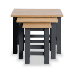 Farro Charcoal Nest Of 3 Tables - Painted With Oak Top - Fully Assembled By Roseland Furniture - thumbnail 4