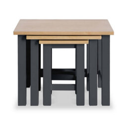 Farro Charcoal Nest Of 3 Tables - Painted With Oak Top - Fully Assembled By Roseland Furniture - thumbnail 3