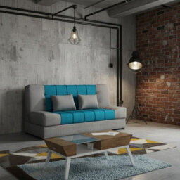 Sonia Sofa Bed With Storage Springs And Foam Stylish Living Room Or Guest Room Sofa With Cushions Light Grey And Turquoise - thumbnail 2
