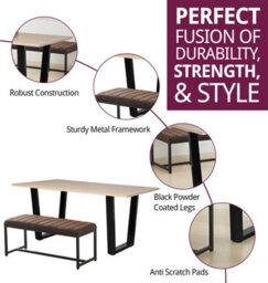 Hallowood Furniture Dudley 1.5M Dining Table Set With 2 Deluxe Leather Effect Benches - thumbnail 2