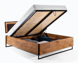 Arte Loft Ottoman Bed With Slats - Eu King In Oak Lancelot & Black - W170Cm X D216Cm X H100Cm, Spacious And Modern - thumbnail 1