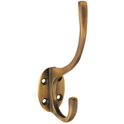 Victorian Hat & Coat Hook On Oval Backplate 64mm Projection Antique Brass - thumbnail 1