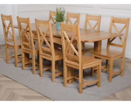 That's Furniture Richmond 140Cm - 220Cm Oak Extending Dining Table And 8 Chairs Dining Set With Berkeley Chairs - thumbnail 1