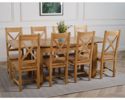 That's Furniture Richmond 140Cm - 220Cm Oak Extending Dining Table And 8 Chairs Dining Set With Berkeley Chairs - thumbnail 3