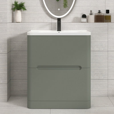 Royal Bathrooms Venice 700mm Sage Green Floor Standing Vanity Unit 2 Drawer With Ceramic Basin - image 1