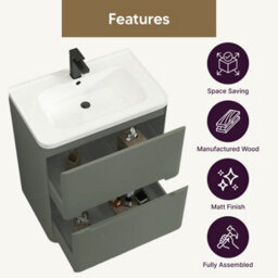 Royal Bathrooms Venice 700mm Sage Green Floor Standing Vanity Unit 2 Drawer With Ceramic Basin - thumbnail 9