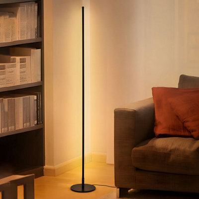 Living And Home Modern Black Dimmable Led Floor Lamp With Remote Control And Foot Switch, 12W - image 1