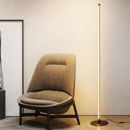 Living And Home Modern Black Dimmable Led Floor Lamp With Remote Control And Foot Switch, 12W - thumbnail 2