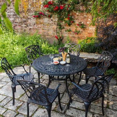 Lazy Susan Alice Antique Bronze 6 Seater Metal Garden Furniture Set