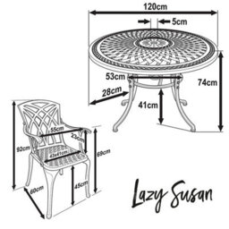 Lazy Susan Alice Antique Bronze 6 Seater Metal Garden Furniture Set - thumbnail 9
