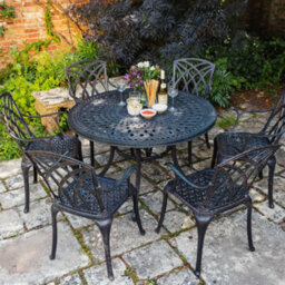 Lazy Susan Alice Antique Bronze 6 Seater Metal Garden Furniture Set - thumbnail 3