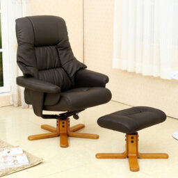 More4Homes Sorento Brown Bonded Leather Swivel Recliner Armchair Chair With Foot Stool