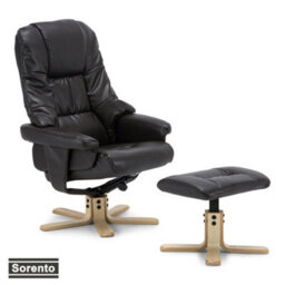 More4Homes Sorento Brown Bonded Leather Swivel Recliner Armchair Chair With Foot Stool - thumbnail 4