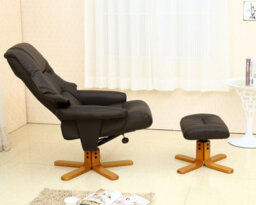 More4Homes Sorento Brown Bonded Leather Swivel Recliner Armchair Chair With Foot Stool - thumbnail 3
