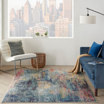 Multicolour Abstract Modern Jute Backing Easy To Clean Rug For Living Room Bedroom And Dining Room-160Cm X 221Cm - image 1
