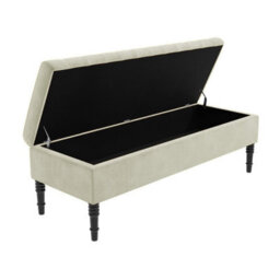 Safar 137Cm Ottoman Storage Bench - Naples Shoe Bench - Cream Lined Upholstery Storage Footstool - thumbnail 5