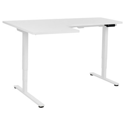 Beliani Electric Adjustable Corner Desk Destines White 160 Cm 109 Cm Left Hand - image 1