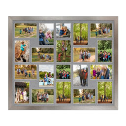 AK Frames 80X70Cm Aluminum Modern Multi Photo Frame With Mid Grey Mount - Holds 20 Apertures (18X) 6X4, (2X) 4X4 Photos - thumbnail 1