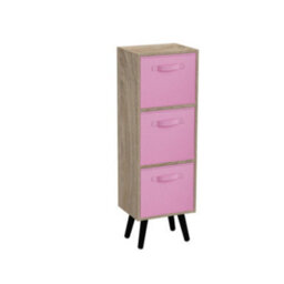 Urbn-Living Antique Oak 3-Tier 3-Drawer Cube Shelving Unit With Scandinavian Legs - thumbnail 3