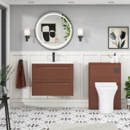 Royal Bathrooms Elmore 700mm Traditional Wall Hung 2 Drawer Bathroom Vanity Unit With Ceramic Basin Sink - Terracotta Clay - thumbnail 4