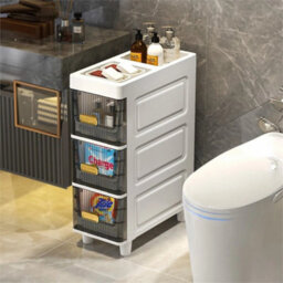 3 Drawers Slim Kitchen Storage Cabinet Free Standing Bathroom Floor Cabinet - thumbnail 3