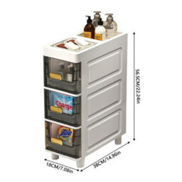 3 Drawers Slim Kitchen Storage Cabinet Free Standing Bathroom Floor Cabinet - thumbnail 2