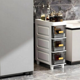 3 Drawers Slim Kitchen Storage Cabinet Free Standing Bathroom Floor Cabinet - thumbnail 5