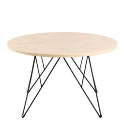 Wyld Haus Toulouse 80Cm Round Beige Travertine-Effect Coffee Table, Black Steel Base - thumbnail 3