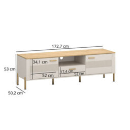 Heze Furniture Ruben 2 Door 1 Drawer Tv Unit - Cashmere / Stone Oak - thumbnail 4