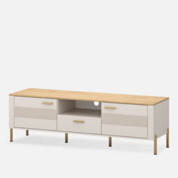 Heze Furniture Ruben 2 Door 1 Drawer Tv Unit - Cashmere / Stone Oak - thumbnail 2