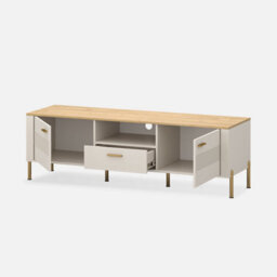 Heze Furniture Ruben 2 Door 1 Drawer Tv Unit - Cashmere / Stone Oak - thumbnail 3