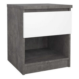 Wyld Haus Budapest Bedside Table Concrete-Effect & White Gloss, 1 Drawer 1 Shelf, L 40.4 X D 40 X H 49.5 Cm - thumbnail 3