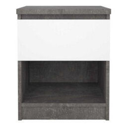 Wyld Haus Budapest Bedside Table Concrete-Effect & White Gloss, 1 Drawer 1 Shelf, L 40.4 X D 40 X H 49.5 Cm - thumbnail 4