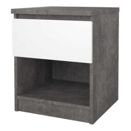 Wyld Haus Budapest Bedside Table Concrete-Effect & White Gloss, 1 Drawer 1 Shelf, L 40.4 X D 40 X H 49.5 Cm - thumbnail 5