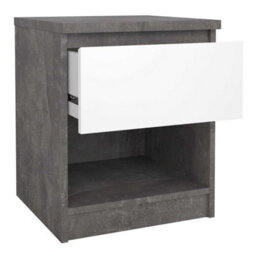 Wyld Haus Budapest Bedside Table Concrete-Effect & White Gloss, 1 Drawer 1 Shelf, L 40.4 X D 40 X H 49.5 Cm - thumbnail 6