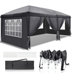 3Mx6M Pop Up Gazebo Party Tent Canopy Marquee With Storage Bag Grey - thumbnail 1