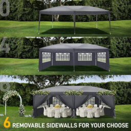 3Mx6M Pop Up Gazebo Party Tent Canopy Marquee With Storage Bag Grey - thumbnail 4