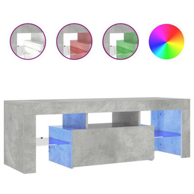 Berkfield Modern Tv Cabinet With Led Lights Concrete Grey 120X35X40 Cm - image 1